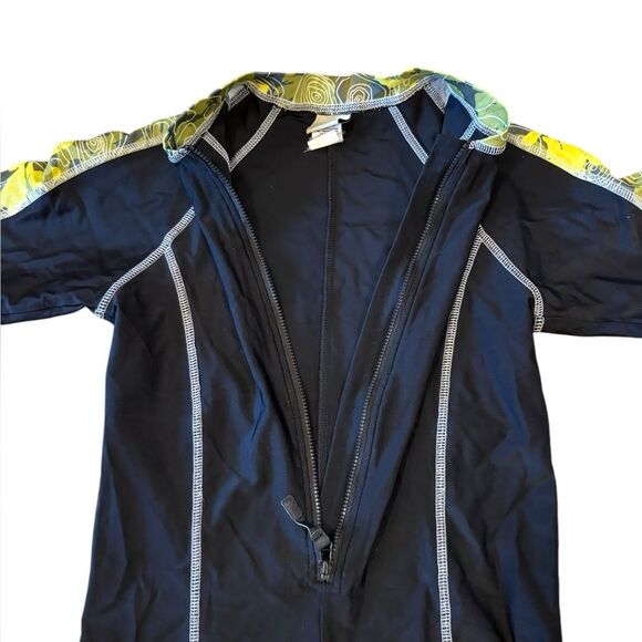 LL Bean Sun and Surf Bodysuit Swimsuit Black And Yellow Boys Size Medium 10-12 - Picture 3 of 6